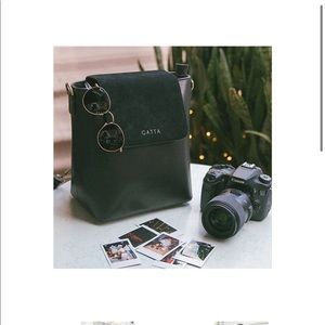 Gatta black leather camera purse